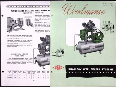 1953 Woodmanse Shallow Well Water Systems Brochure