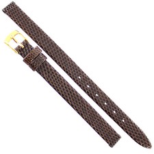 8mm Downing Brown Genuine Lizard Flat Unstitched Ladies Watch Band LONG