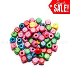 120pcs Mixed Color Wooden Square Alphabet Spacer Loose Beads for DIY Craft