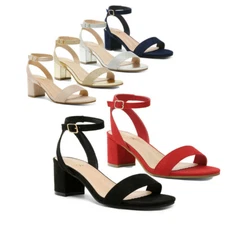DREAM PAIRS Womens Open Toe Heel Sandals Low Chunky Block Heel Party Dress Shoes