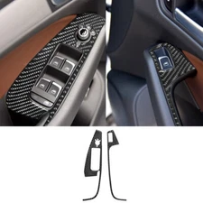 Carbon Fiber Interior Front Door Control Cover Trim For Audi Q5 2009-2017