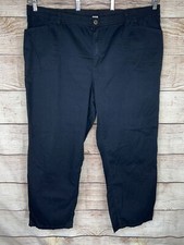 CATHERINES Women's 24W Solid Black Knit Pants Elastic Band Casual Pants