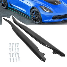 For 2014-2019 14-up Corvette C7 Metallic Side Skirts Z06 Style Abs Gloss Black