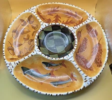 ZRIKE Riggsbee White Chip Dip Vegetable Platter OUTPOST Fish Leaves Acorn theme