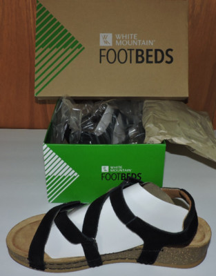 White Mountain Footbeds Black Suede Fair Sandals MIB Sz 10 M $59.99 (Discount)