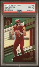 2022 DONRUSS ELITE SAM HOWELL ROOKIE GREEN SP COMMANDERS #104 RC PSA 10 POP 6 🔥