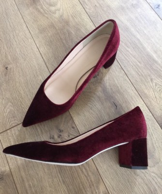 JCrew Avery Heels in Velvet shoes cabernet red f5215 Size