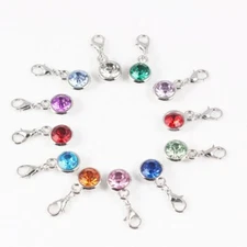 Charm Clip-on Birthstone Bracelet Necklace Zipper Keychain Stitch Markers