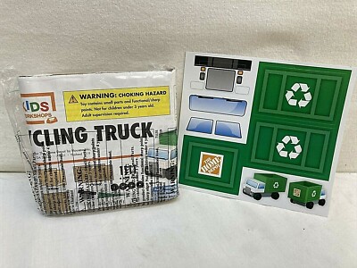 New Home Depot Kids Workshop Recycling Truck Set Wood Kit Car with stickers New Home Depot Kids Workshop Recycling Truck Set Wood Kit Car with stickers