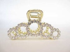 Gold metal circles crystal hair claw clip bridal clip