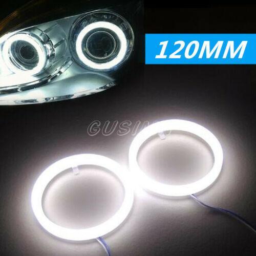 2Pcs White 120MM COB LED Angel Eyes Headlight Halo Ring Warning Lamps ...