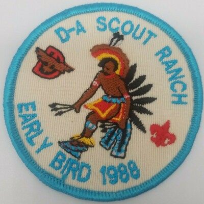 Boy Scout D A Scout Ranch Early Bird 1988 Patch with Pow wow attire Free s/h