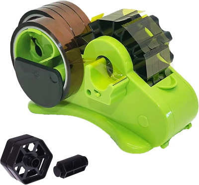 Blue Heat Tape Dispenser - Semi-Automatic With 1" & 3" Dual Reel Cores, Side Cutter, Pen Holder | For Crafting, Gift Wrapping