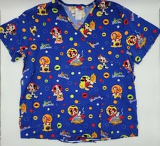 Disney Halloween Mickey Minnie Mouse Short Sleeve Scrub Shirt L Nurse C102