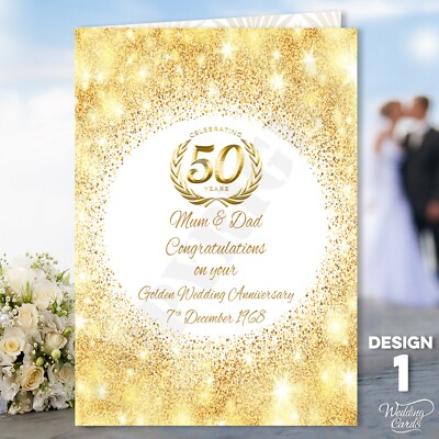 Karte Goldene Hochzeit Jahrestag 50 Mama und Papa 25 Silber Liebe Gold personalisiert 