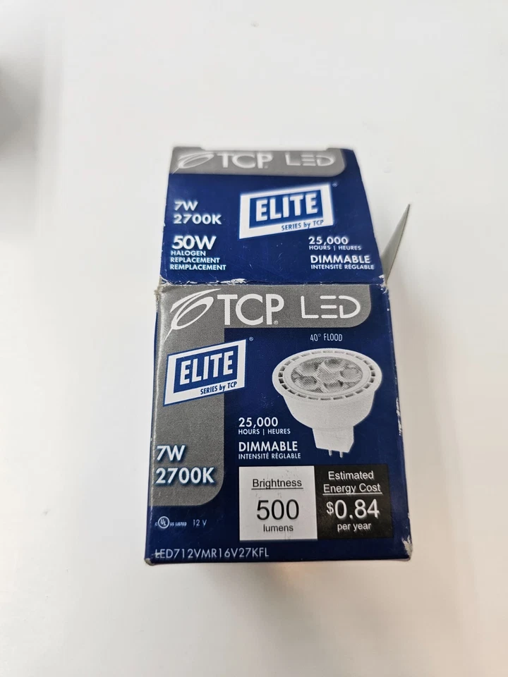 (QTY 2) TCP 7W 2700K Dimmable LED Bulb 12V 500 Brightness LED712VMR1627KNFL - Image 4 of 4