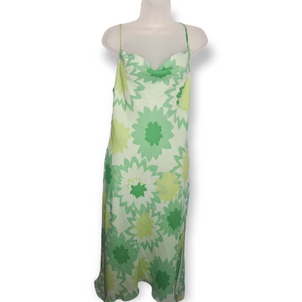 Express Y2K Green Floral Midi Dress size 9/10 Express Y2K Green Floral Midi Dress size 9/10