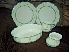 5 Piece Lenox Provencal Blossom Set 2 Dinner Plates 1 Serving Bowl Sugar Creamer