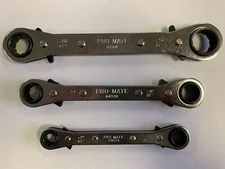 PROMATE 06153 3 PIECE REVERSIBLE RATCHETING BOX END WRENCH SET SAE (NOS)