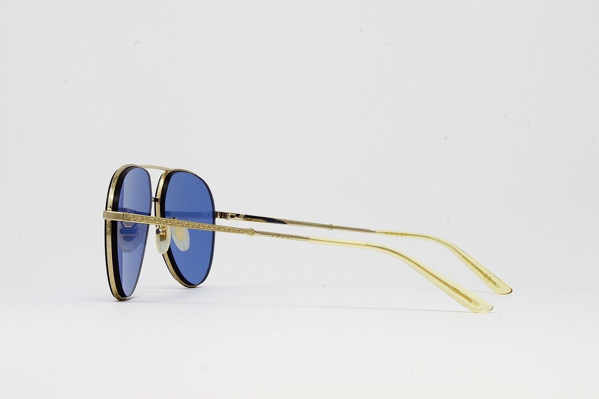 New Gucci Gold Aviator Adult Glasses GG0356S Aviator Sunglasses Blue/Gold Gucci GG0356S 003 Aviator Metal Gold 59mm Blue Lens Unisex  main image 2