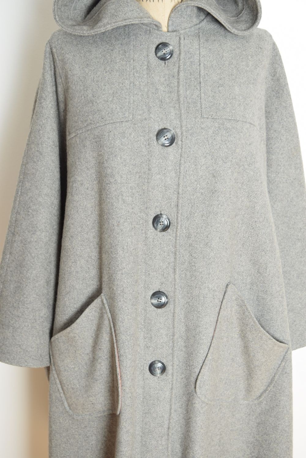vintage 70s poncho coat gray wool hooded hippie boho draped slouchy jacket cape image 5
