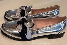 Kate Spade Leandra CHROME Loafers 8.5 WOMENS Silver Mirror Shoes