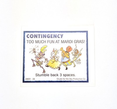 America Opoly Game - Contingency Replacement Card- Too Much Fun at Mardi Gras!