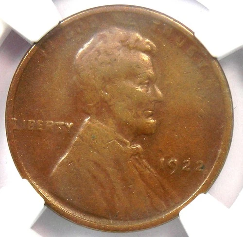1922 No D "Plain" Weak Reverse Lincoln Cent 1C - Certified NGC VF30 (Very Fine)