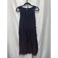 AB Studio Black Embellished Cutout Neck Sleeveless Rayon Dress Womens XL