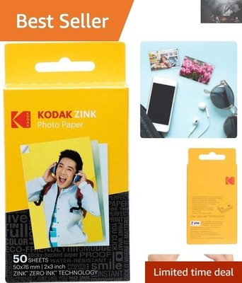 50 Sheets 2x3  Zink Photo Paper - Vibrant, Water-Resistant Prints