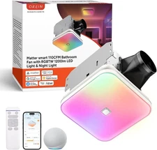 OREiN Smart Bathroom Fan with Light 110CFM Alexa Apple 24-Zone Color & Effects