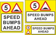SPEED BUMPS RAMPS AHEAD 5MPH SPEED TRAFFIC ROAD SAFETY WARNING SIGN STICKER