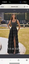 BNWT Stacees Black Chiffon Ruffle Formal Gown ? Size 18 ? Evening Dres