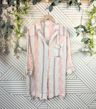 Free People Women's Paisley Printed Button Front Nightgown Pajama Dress Size MED