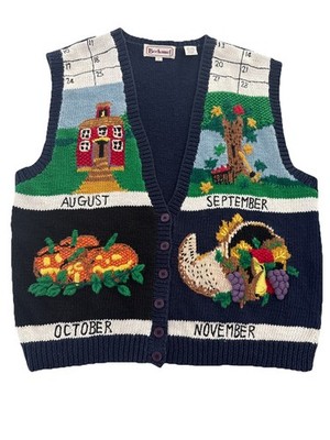 90s Bechamel Ramie Knit Cardigan Sweater Vest Vintage 5 Seasons XL sustainable ￼