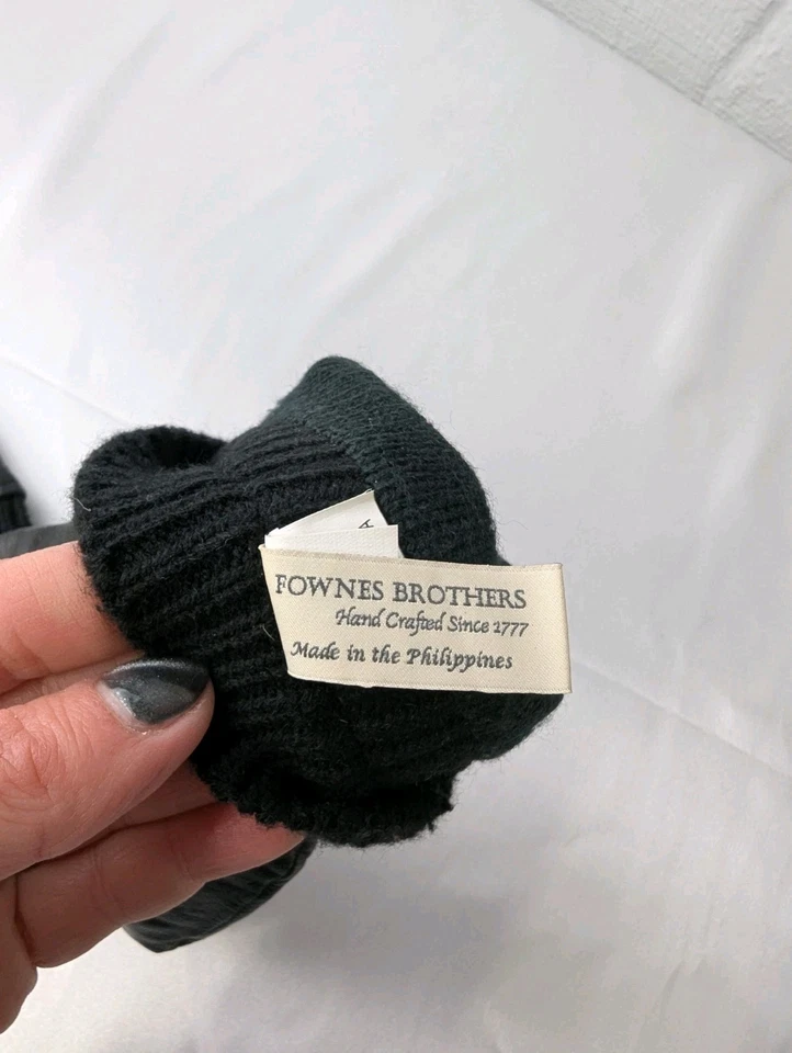 Guantes de cuero negros Fownes Brothers RN17541 con detalle de puntada superior para mujer talla 9 Foto 4 de 4