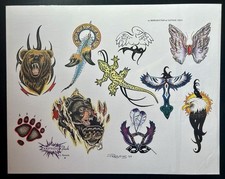 Tattoo Flash - J Parsons - 14 Laminated Vintage color sheets