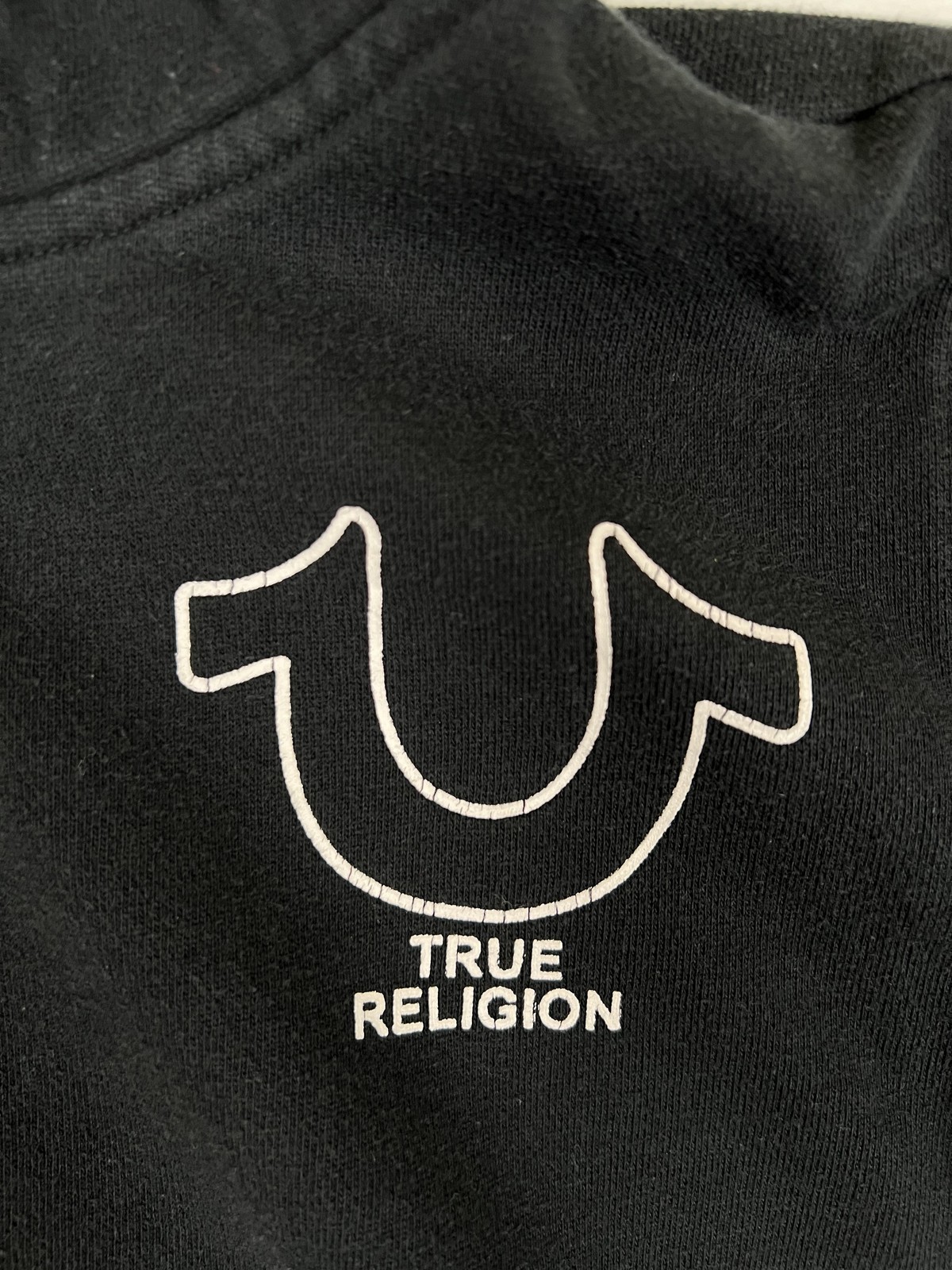 True Religion Hoodie Boys XL Black Full Zip Logo Sleeve Graphic Sweatshirt Y2K thumbnail 2