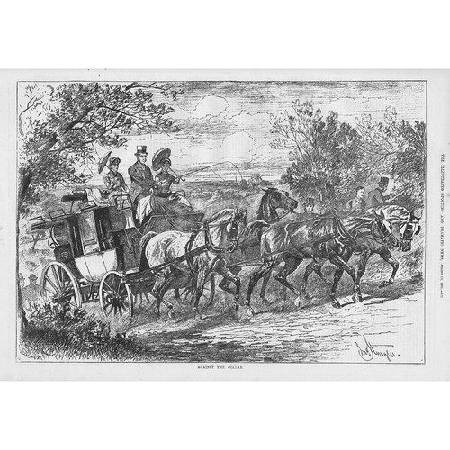 Victorian Coaching Scene Against the Collar by John Sturgess Antique Print 1881