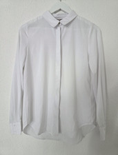 H&M Damen Basic Bluse weiß Langarm mit Krage...