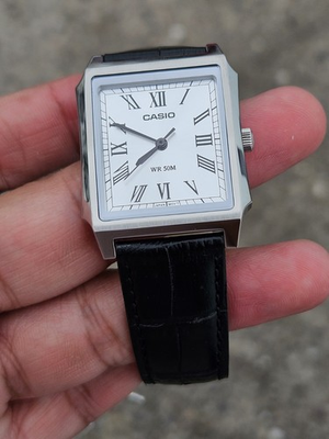 #ad Casio MTP B190L 7BV Tank Watch White Dial Leather Strap NEW 2026 Roman 50M $110.00