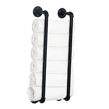 Industrial Pipe Towel Rack, Farmhouse Bathroom Towel Storage 28 Inch Black 