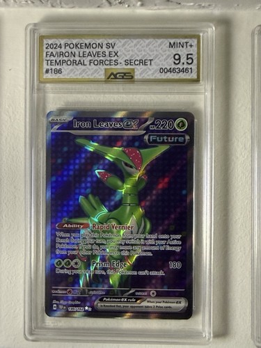 Pokémon TCG Iron Leaves ex 186/162 SV05 Temporal Forces Holo Ultra Rare AGS 9.5 - Picture 1 of 1
