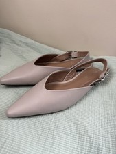 Next Beige Leather Slingback Flats Pointed Toe Size UK 6.5 / Eu 40 NEW