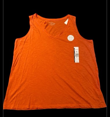 TIME AND TRU RELAXED TANK Summer Casual SLEEVELESS V-NECK Orange KNIT 3XL