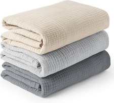 3 Pack Muslin Swaddle Blankets for Unisex, Newborn Receiving Blanket