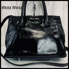 Miu Miu Leather Handbag Shoulder Crossbody Bag Black Y2K Vintage Archive Italy P