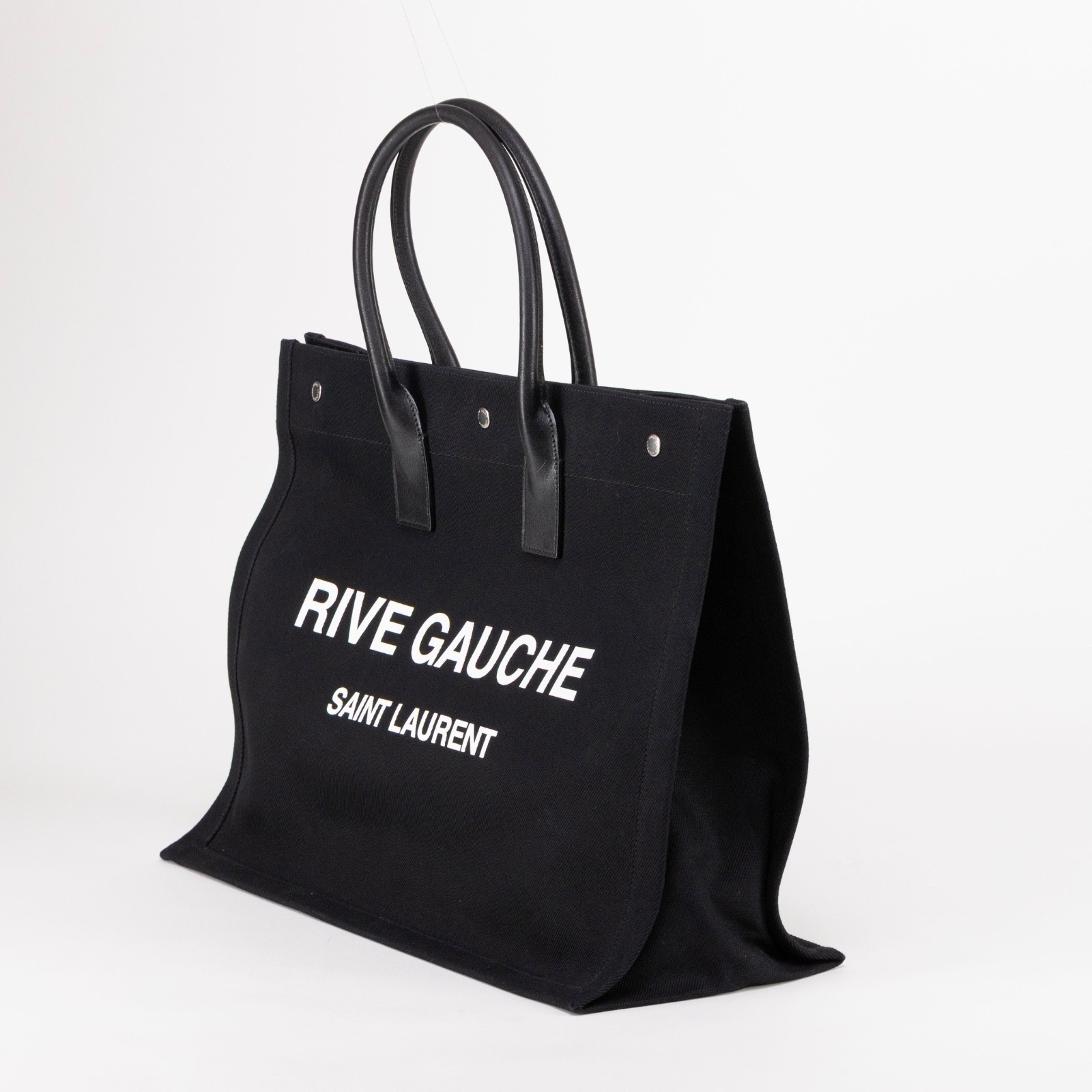 Borsa Saint Laurent Rive Gauche in tela bianca e nera