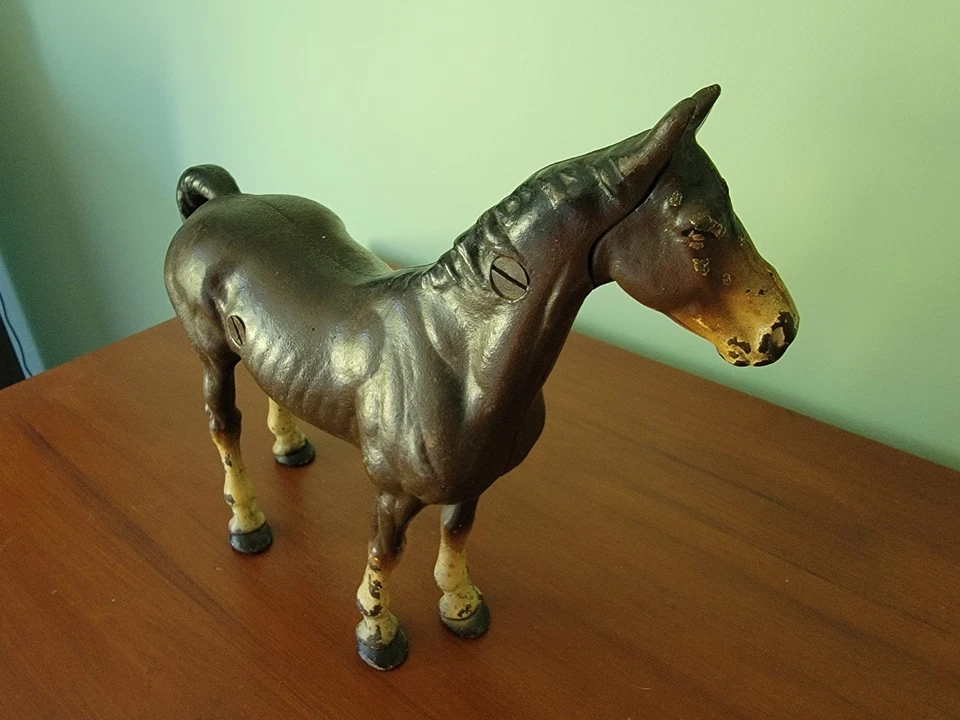Antique Cast Iron Brown Thoroughbred Horse Doorstop Statue - Image 2 of 4