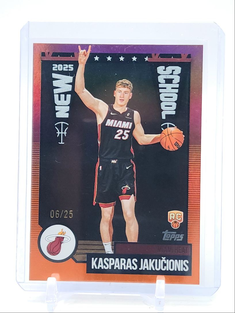 KASPARAS JAKUCIONIS 2025 TOPPS NEW SCHOOL ROOKIE ORANGE FOIL RC /25 Q2491